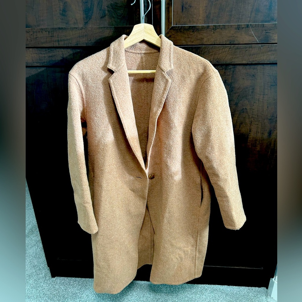 Uniqlo double face cocoon coat in beige, size XS